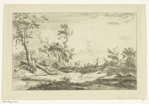 Jager in een landschap by Carel Lodewijk Hansen, print, 1780-1840