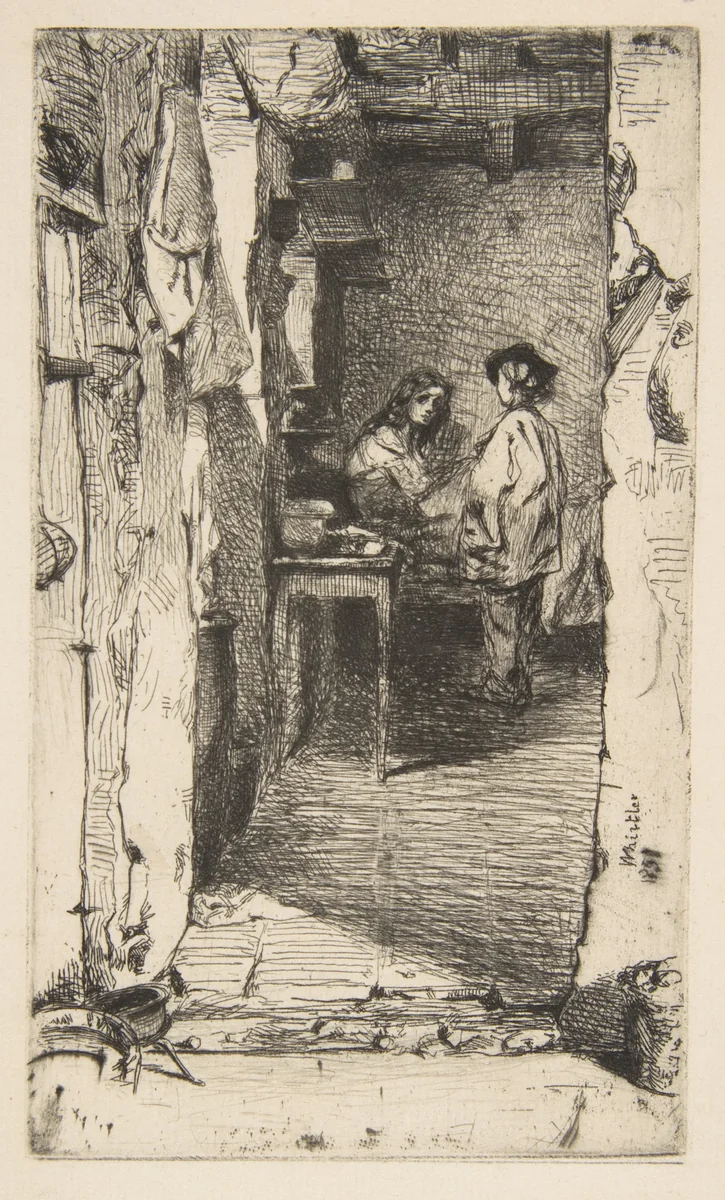 The Rag Gatherers (Rag Pickers, Quartier Mouffetard, Paris) by James McNeill Whistler, print, 1858