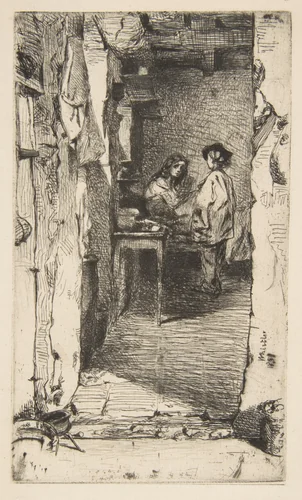 The Rag Gatherers (Rag Pickers, Quartier Mouffetard, Paris) by James McNeill Whistler, print, 1858