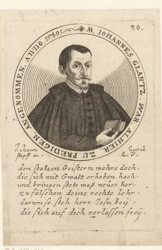 Portret van Johann Glanz by anonymous, print, 1540-1600