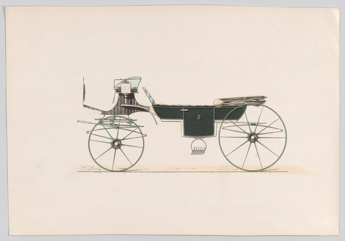 Design for Vis-A-Vis Carriage by anonymous, print, 1865-1875