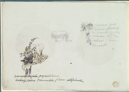 Sketches for a Bonnet and Accessories by anonymous, other, 1785-1790