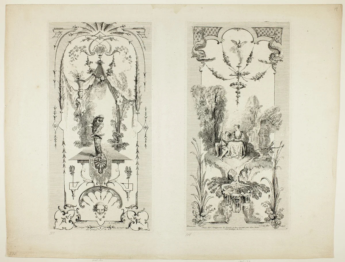 Screen of Six Sheets (313 & 314) by Louis Crépy, print, 1700-1799