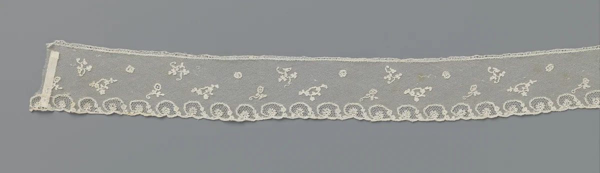 Strook applicatiekant met strooipatroon en rozetjes in ovaaltjes langs de onderzijde by anonymous, other, 1790-1799