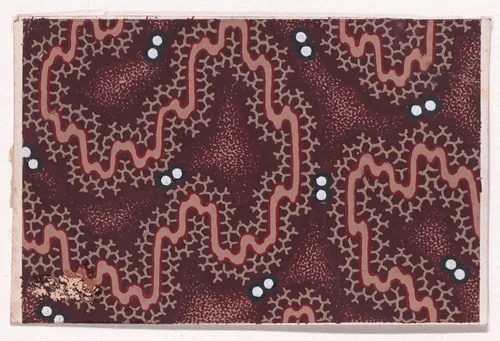 Textile Design with an Undulating Ribbon with Honeycomb Pattern Offsetts and Pearls over a Stippled Background by anonymous, drawing, 1840