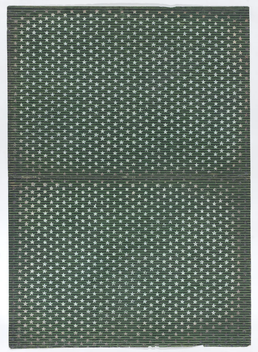 Book cover with overall pattern of stars and stripes by anonymous, print, 1800-1900