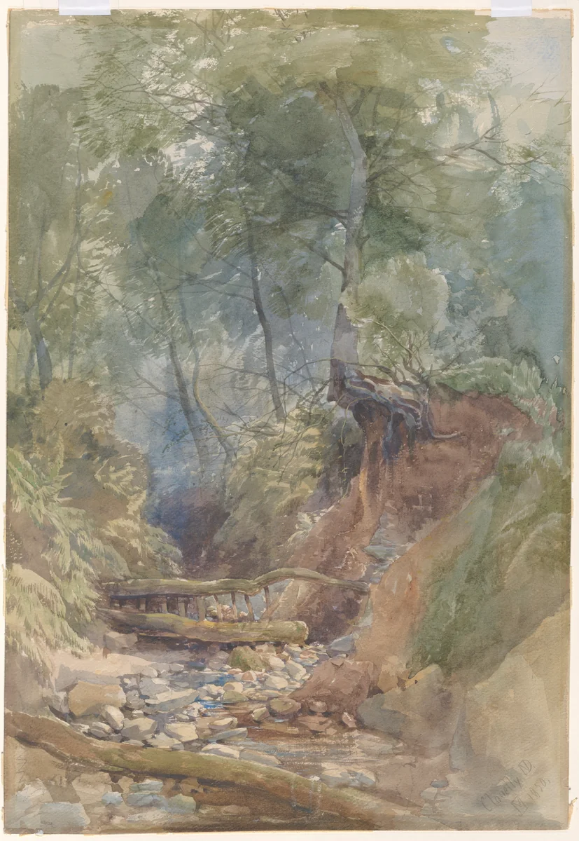 A Stream near Clovelly, North Devon by John Middleton, drawing, 1850