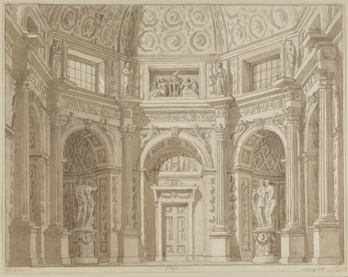 Stage Design, with Four other Drawings by Tranquillo Orsi, drawing, 1790-1845