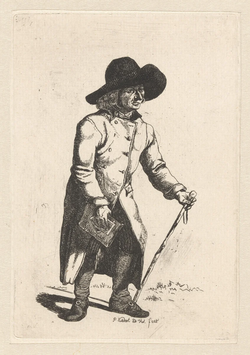Man met een krant by Pieter Kikkert, print, 1798