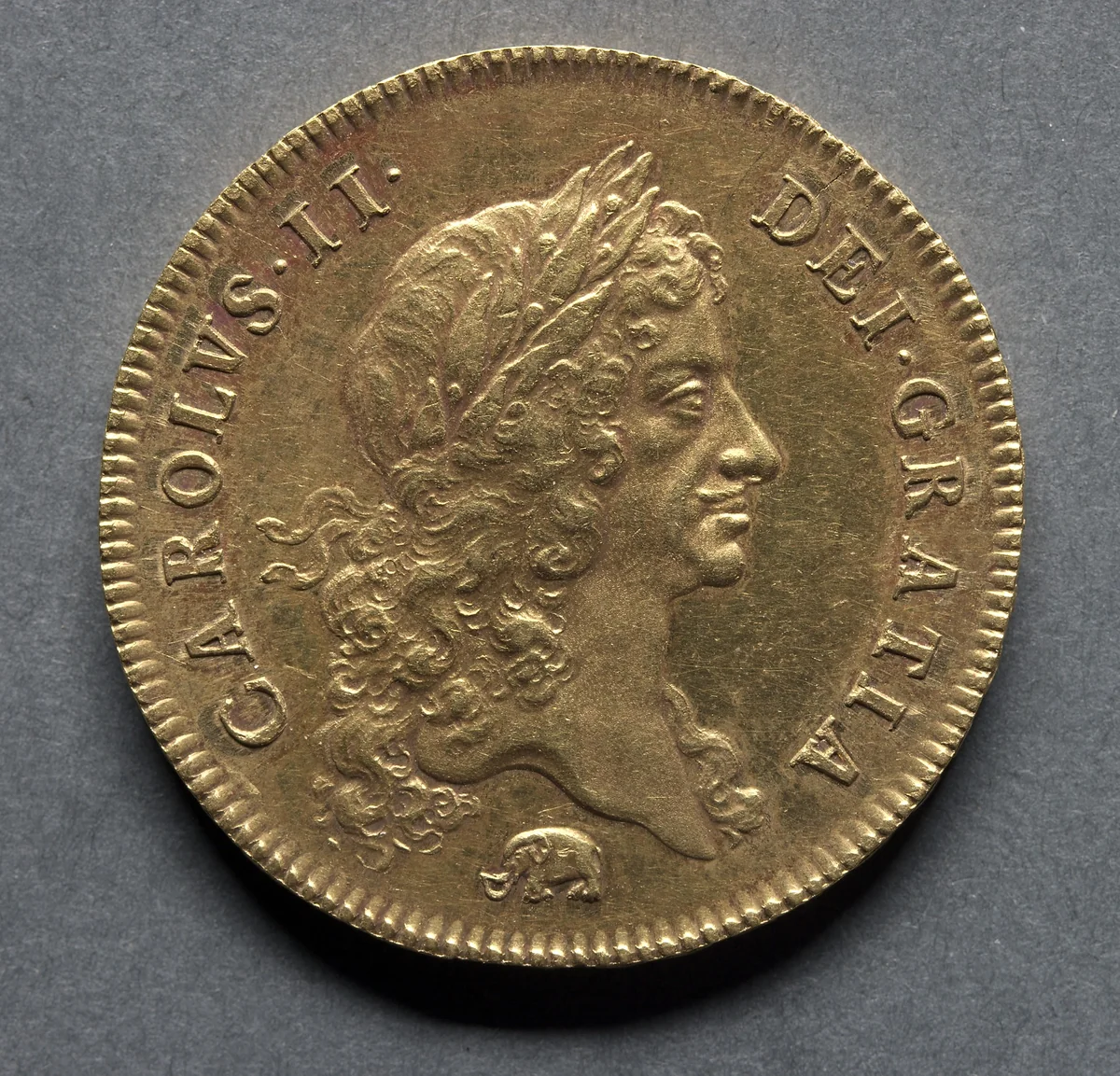 Five Guineas: Charles II (obverse) by John Roettier, metalwork, 1668