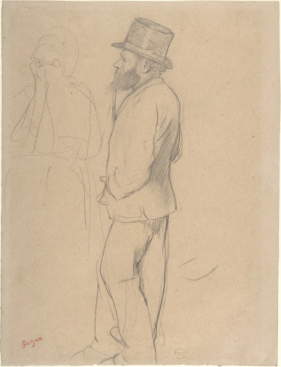 Édouard Manet at the Races by Edgar Degas, drawing, 1863-1873