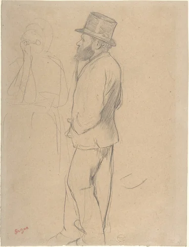 Édouard Manet at the Races by Edgar Degas, drawing, 1863-1873