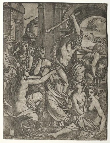 Hercules Driving Envy from the Temple of the Muses by Ugo da Carpi, print, 1522-1524