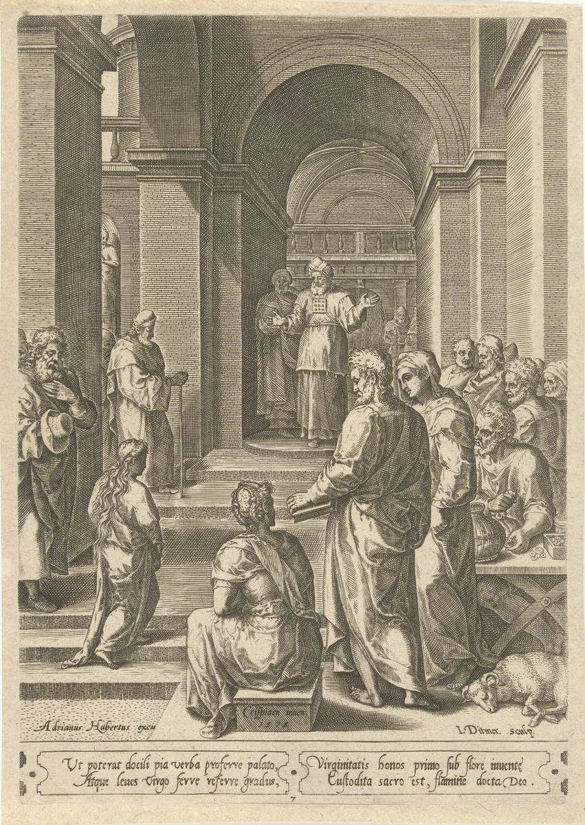 Opdracht van Maria in de tempel by Unknown, print, 1575