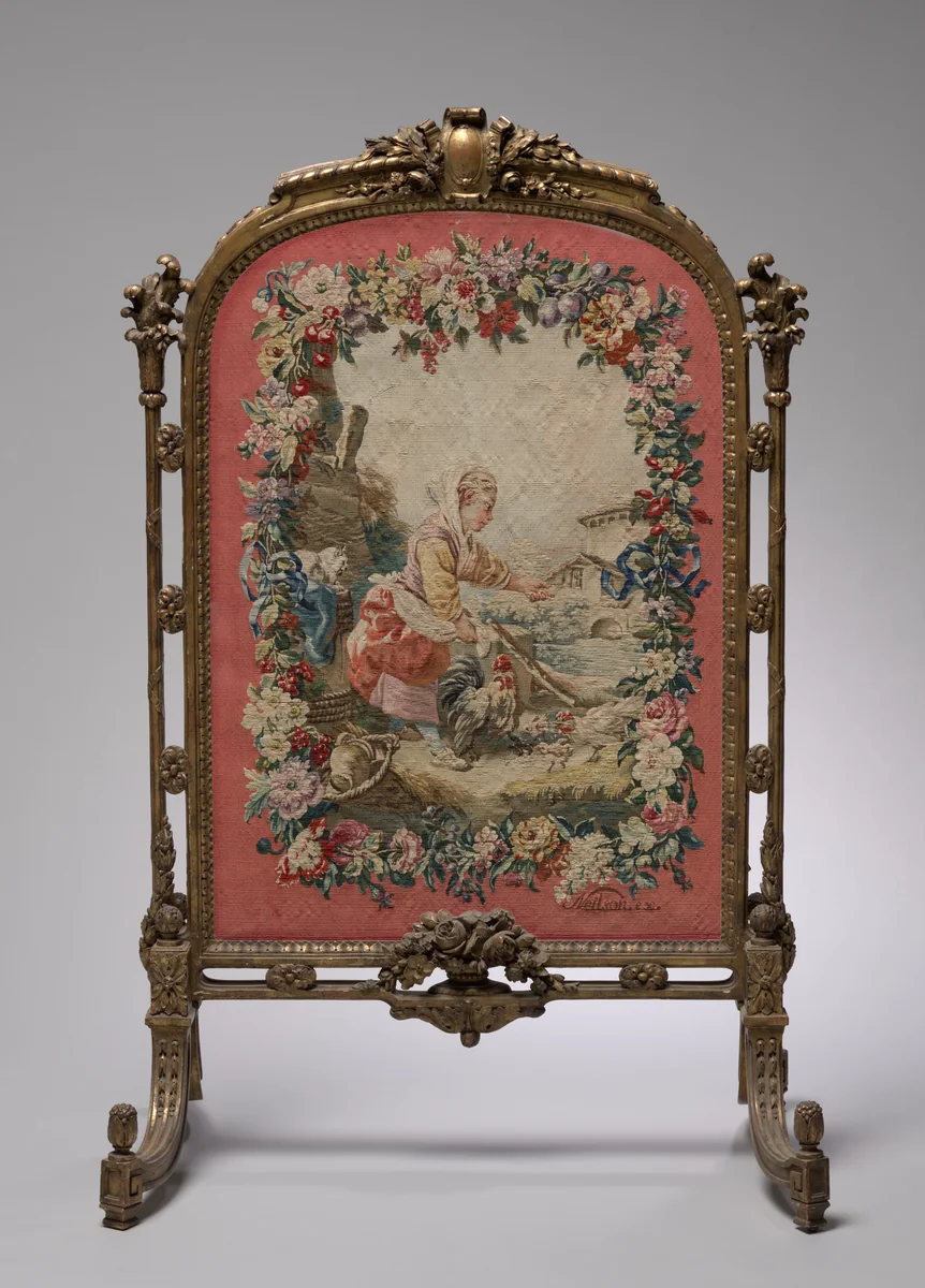 Fire Screen Panel and Frame by Gobelins Manufactory, textile, 1770-1780