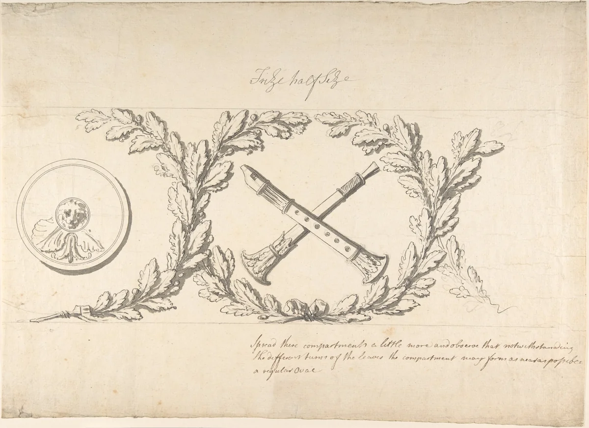 Design for a Frieze Ornamented with Musical Instruments by Thomas Hardwick, drawing, 1770-1829