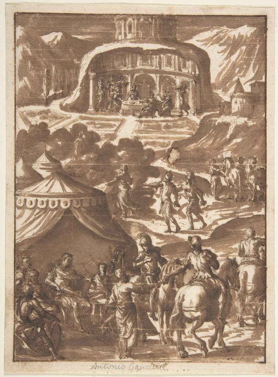 Alexander in His Tent (?) by Antonio Gandini, drawing, 1602-1630