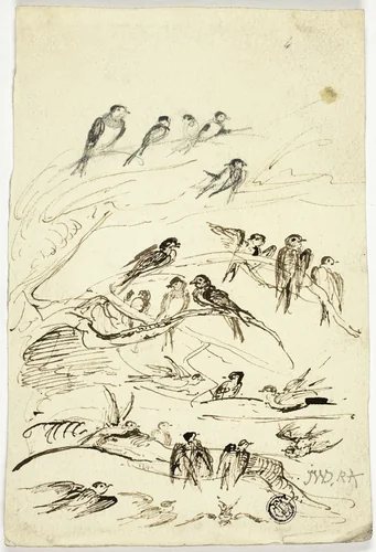 Swallows Before They Take Their Departure by James Ward, drawing, 1789-1859