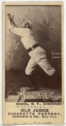 Hugh N. "Little Nick" Nicol, Right Field, Cincinnati, from the Old Judge series (N172) for Old Judge Cigarettes by Goodwin & Company, photograph, 1888
