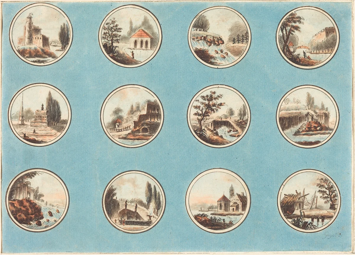 Twelve Roundels with Landscapes by Laurent Guyot
Jean Henry Alexandre Pernet, print, 1756-1808