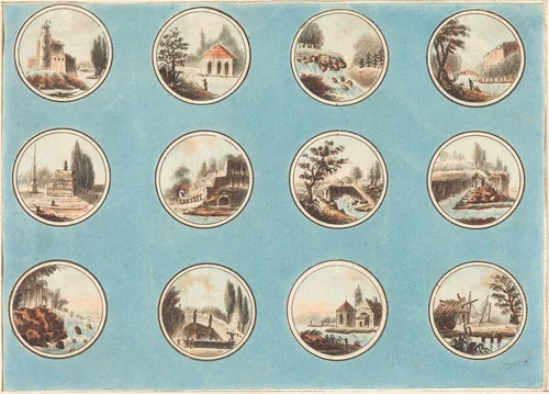 Twelve Roundels with Landscapes by Laurent Guyot
Jean Henry Alexandre Pernet, print, 1756-1808
