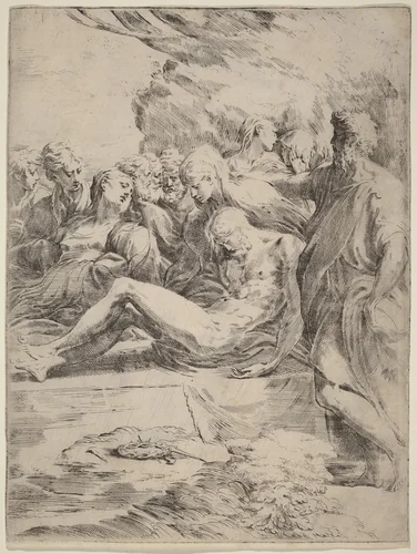 The Entombment by Parmigianino, print, 1529-1530
