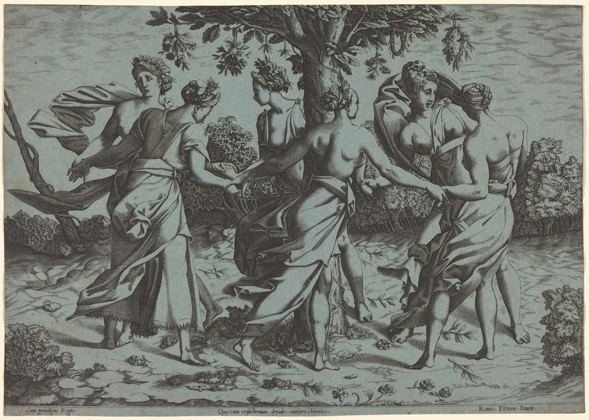 Dance of the Dryades by Pierre Milan, print, 1500-1599