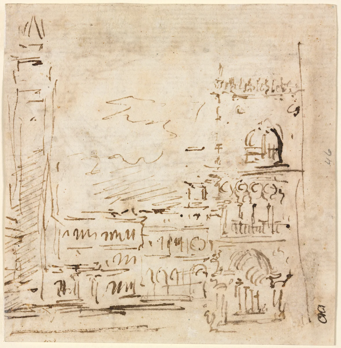 Piazza San Marco with Doges' Palace by Francesco Guardi, drawing, 1773-1778