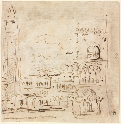 Piazza San Marco with Doges' Palace by Francesco Guardi, drawing, 1773-1778