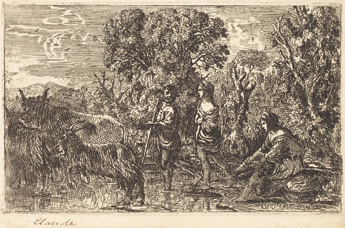 The Ford (Le passage du gué) by Claude Lorrain, print, 1634