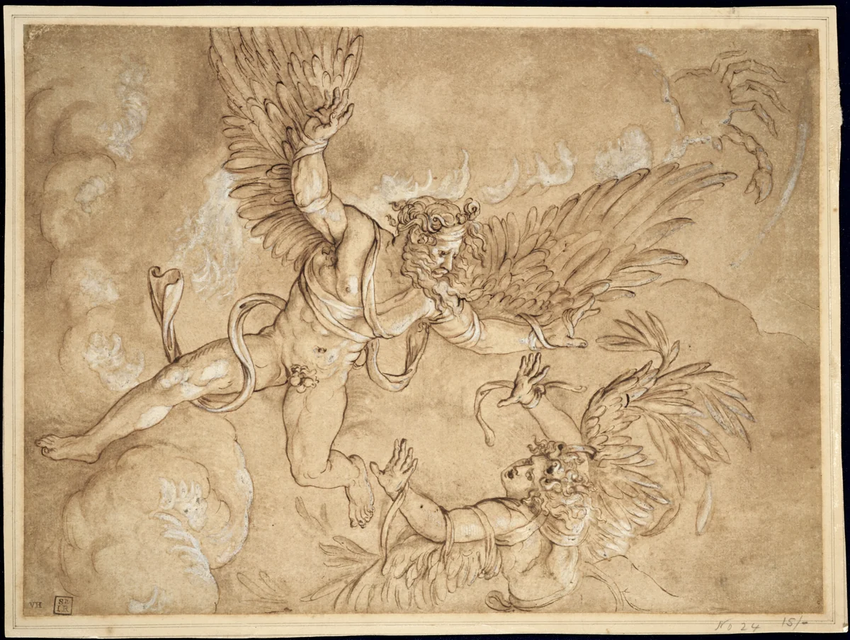 Copy after Giulio Romano's Fall of Icarus by Giulio Romano, drawing, 1536-1546