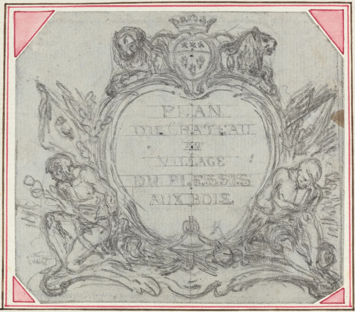 Title Cartouche for a Map of the Chateau and Village of Le Plessis aux Bois by Hubert François Gravelot, drawing, 1699-1773