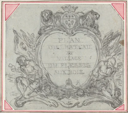 Title Cartouche for a Map of the Chateau and Village of Le Plessis aux Bois by Hubert François Gravelot, drawing, 1699-1773