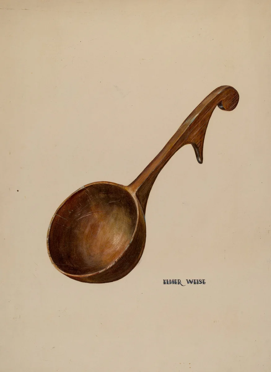 Wooden Dipper by Elmer Weise, index of american design, 1935-1942