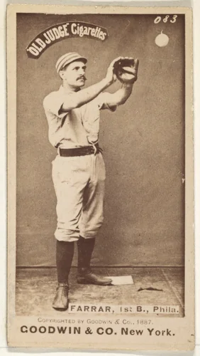 Sidney Douglas Farrar, 1st Base, Philadelphia, from the Old Judge series (N172) for Old Judge Cigarettes by Goodwin & Company, photograph, 1887