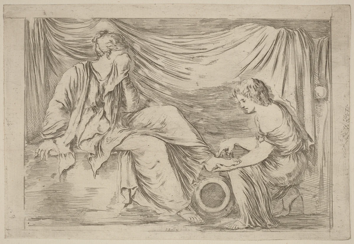 The Toilette of a Bride by Stefano della Bella, print, 1610-1664