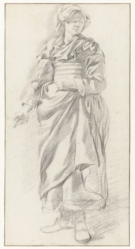 Standing Women, Seen from the Front by Gerrit Berckheyde, drawing, 1670-1698