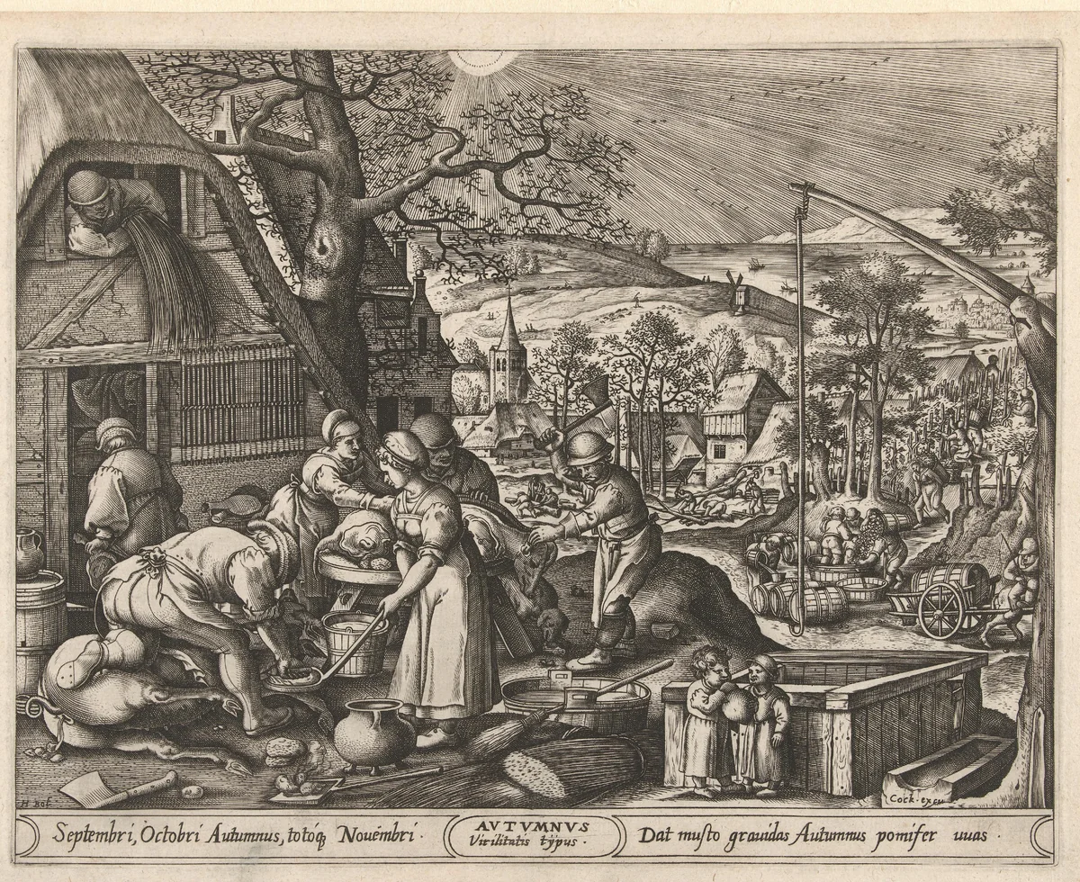 Herfst by Pieter van der Heyden, print, 1570