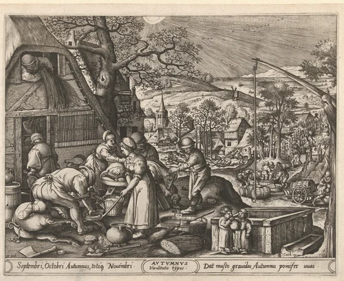 Herfst by Pieter van der Heyden, print, 1570