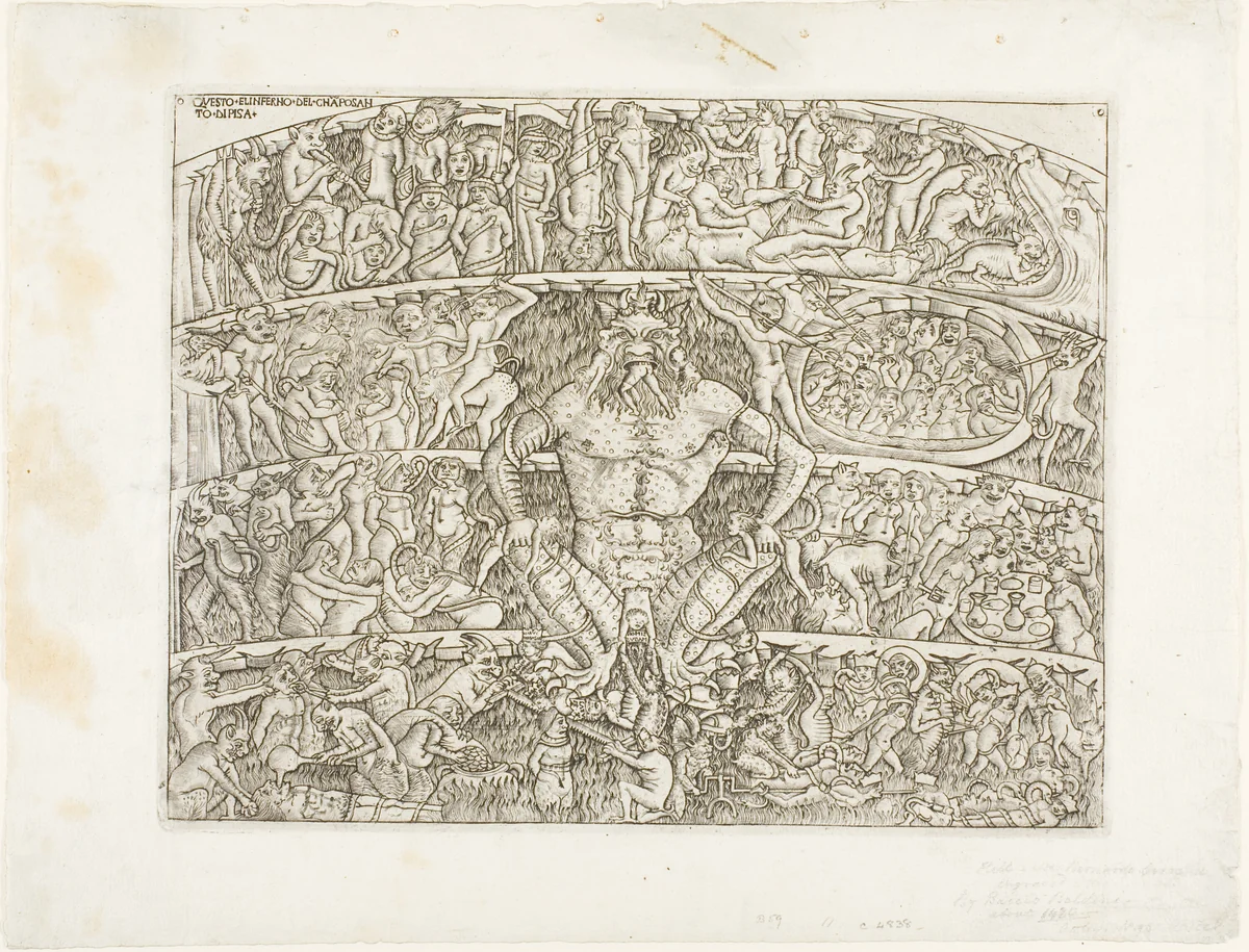 Inferno According to Dante by Baccio Baldini, print, 1460-1480
