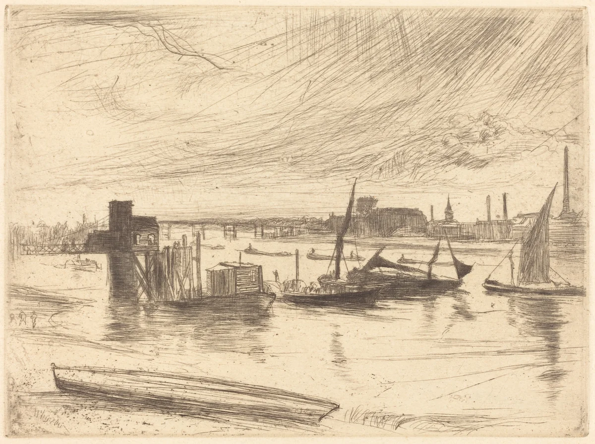Early Morning, Battersea by James McNeill Whistler, print, 1861