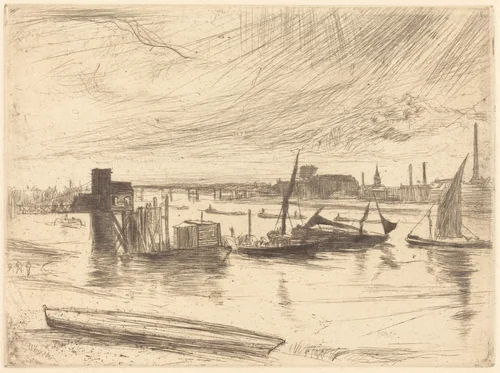 Early Morning, Battersea by James McNeill Whistler, print, 1861