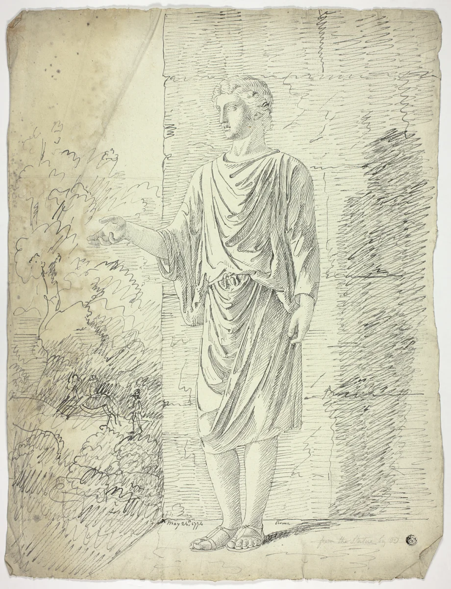 After an Antique Sculpture of a Standing Youth by John Downman, drawing, 1774
