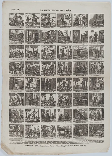 The new lottery game for children by José María Marés, print, 1866