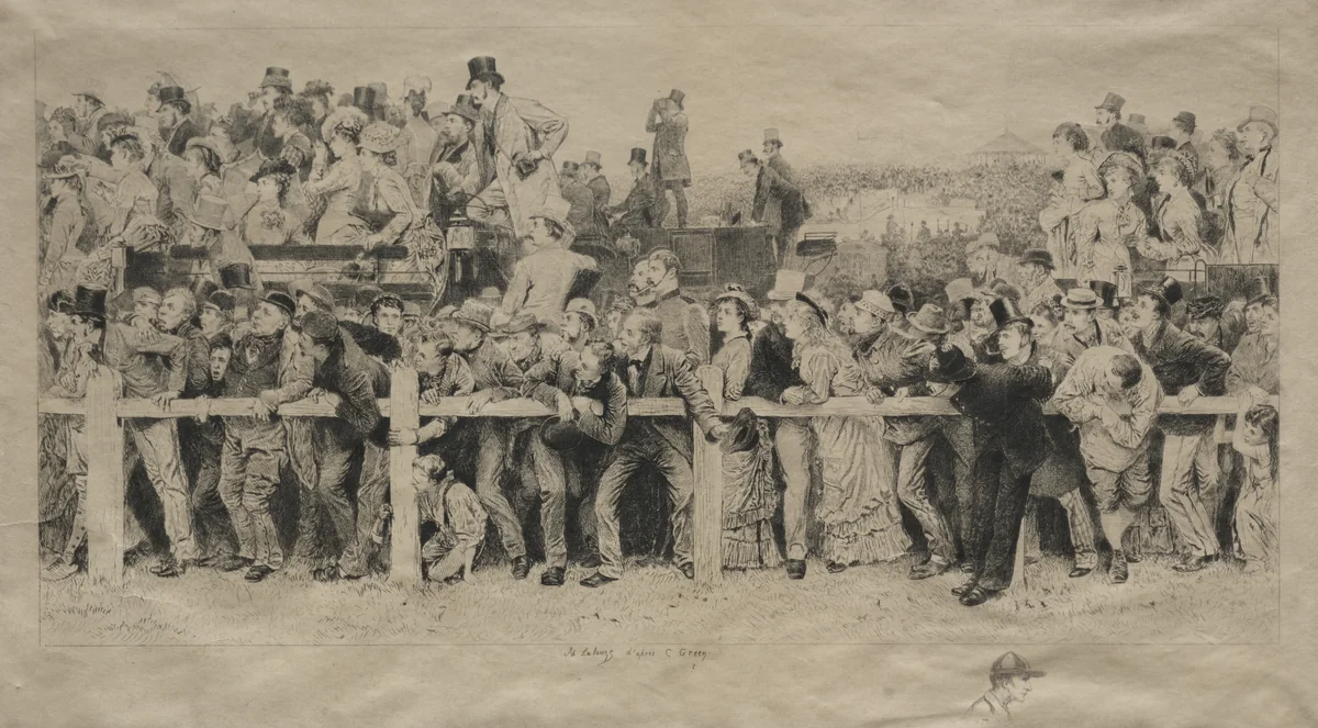 A Scene at the Derby by Adlophe Lalauze, print, 1878