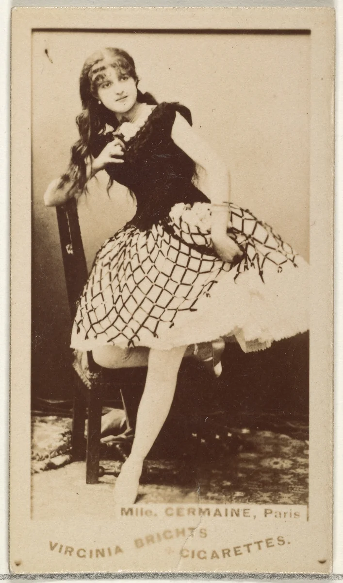 Mlle. Germaine, Paris, from the Actors and Actresses series (N45, Type 1) for Virginia Brights Cigarettes by Allen & Ginter, photograph, 1885-1891