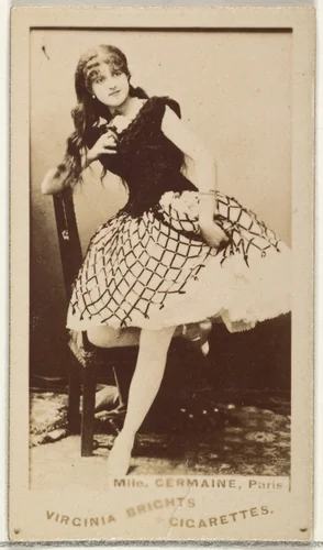 Mlle. Germaine, Paris, from the Actors and Actresses series (N45, Type 1) for Virginia Brights Cigarettes by Allen & Ginter, photograph, 1885-1891