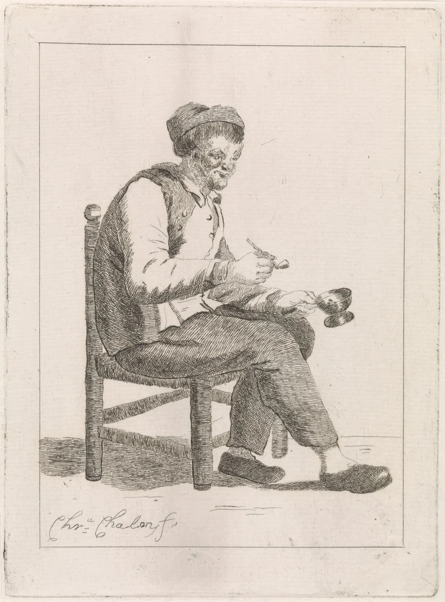 Zittende pijproker by Pieter de Mare, print, 1779