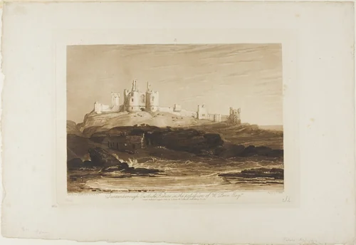 Dunstanborough Castle, plate 14 from Liber Studiorum by Joseph Mallord William Turner, print, 1808