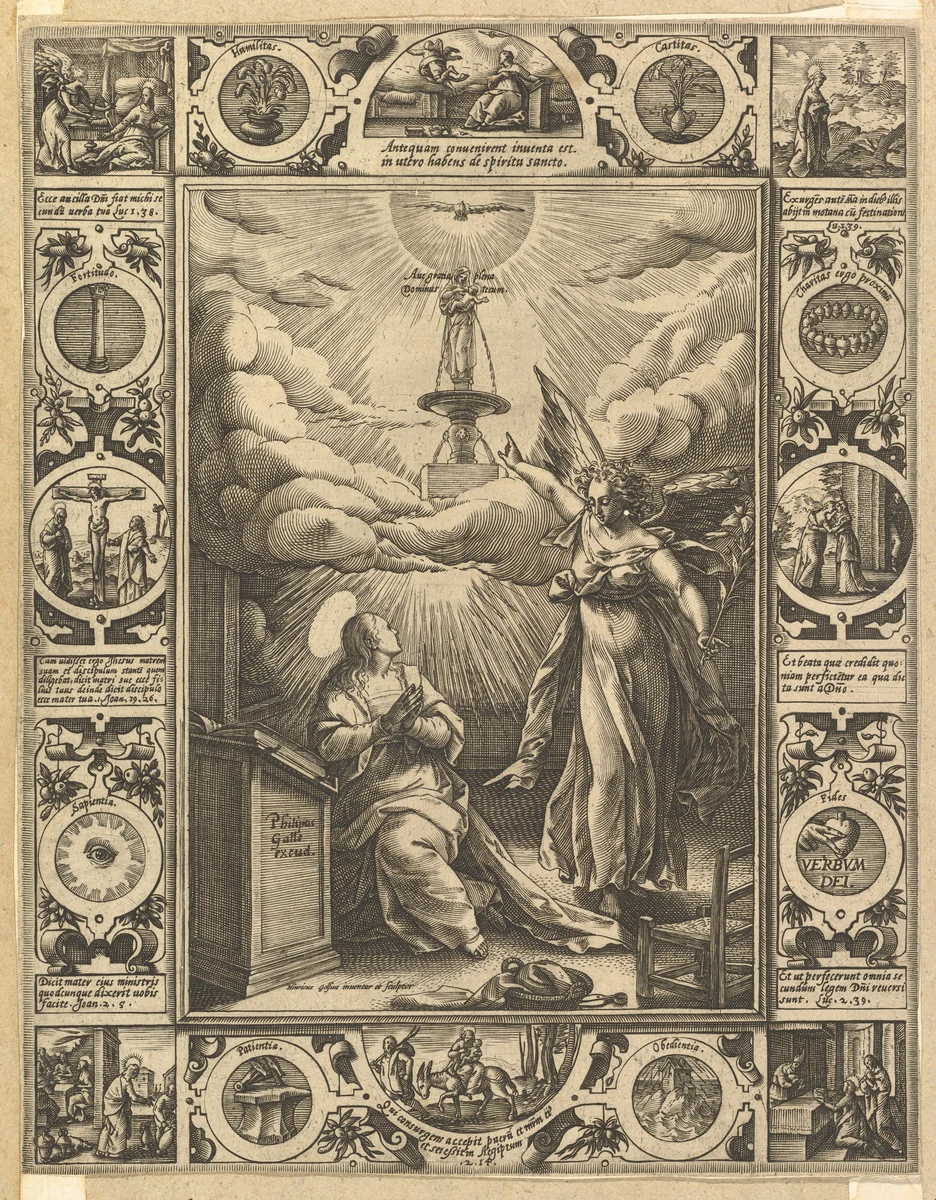 Ave Maria, from "Allegorical Scenes on the Life of Christ, from Christian and Profane Allegories" by Hendrick Goltzius, print, 1560-1617